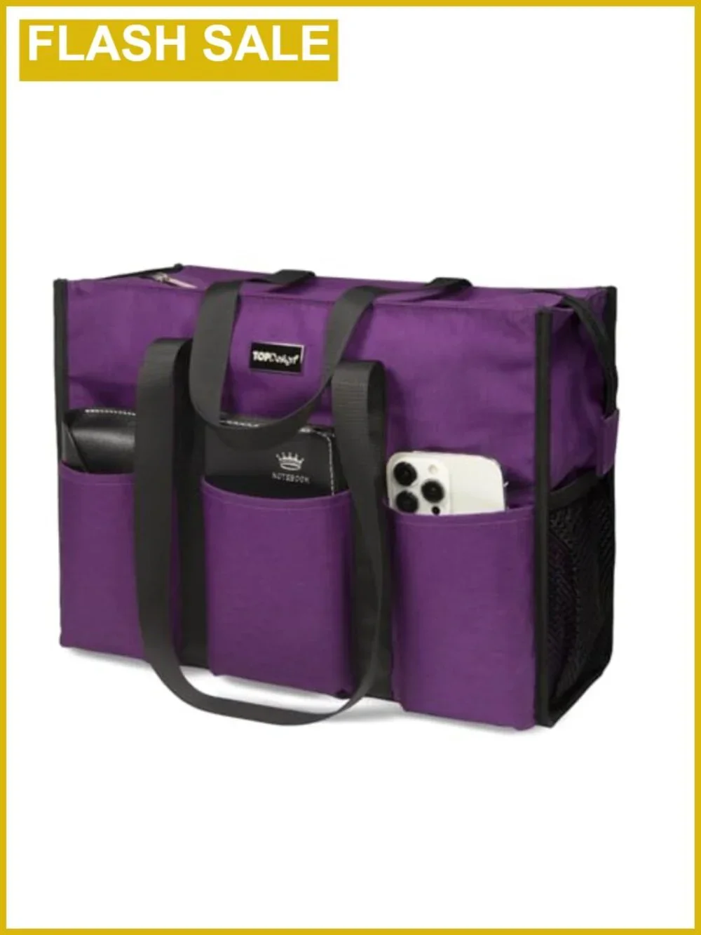 TOPDesign Water Resistant Travel Tote Bag 13 Pockets Zipper Work Purse